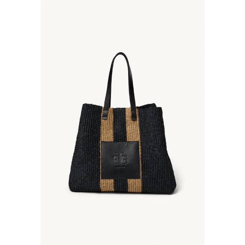 NEW THE GARMENT women's raffia beach bag in black